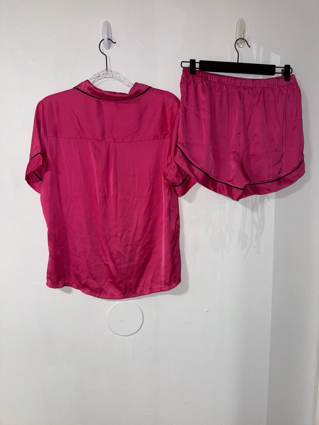 Stars Above Satin Short Sleeve Pajama Set Pink Size S 2