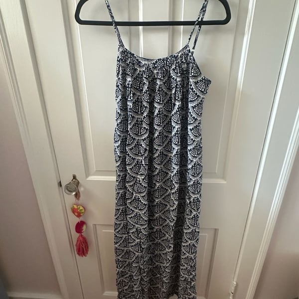 Puspita Balinese Blue and White Patterned Maxi Dress