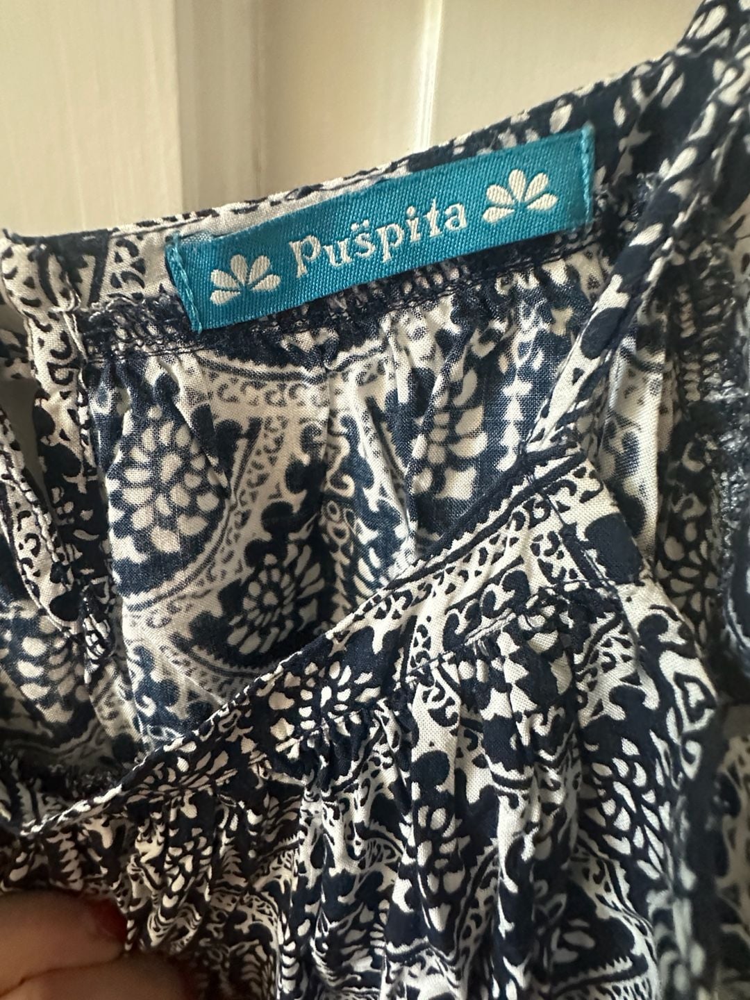 Puspita Balinese Blue and White Patterned Maxi Dress 5