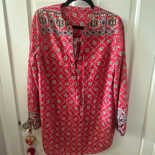 Nanette Lepore Red Batik Swim Cover Up