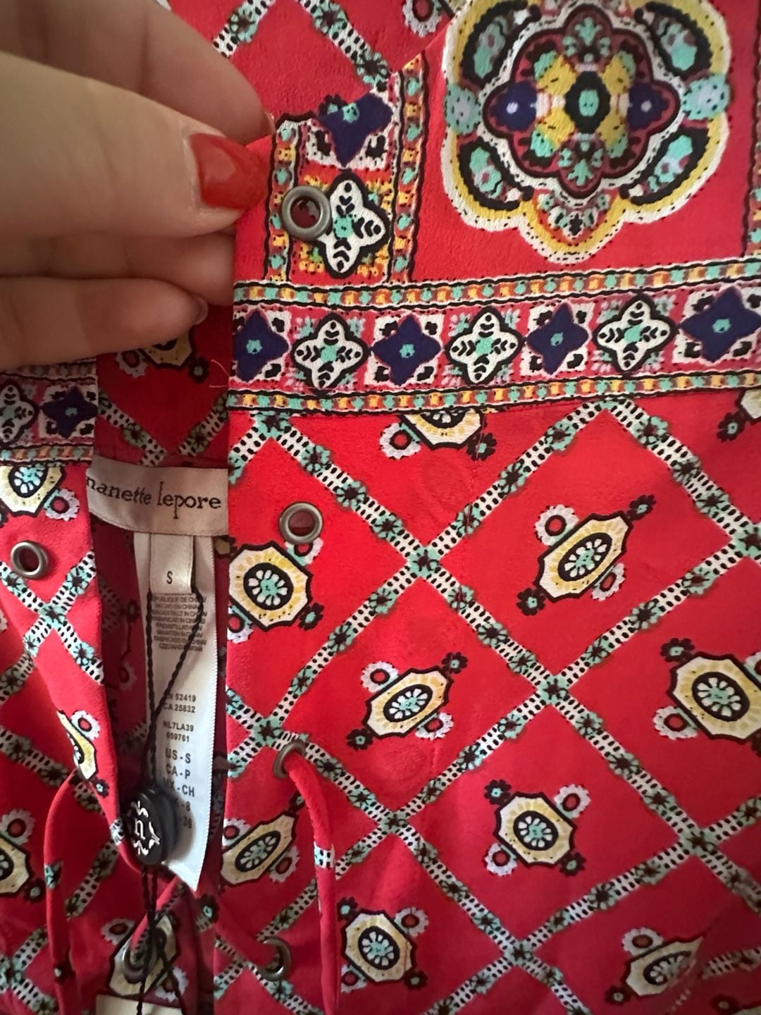 Nanette Lepore Red Batik Swim Cover Up 6