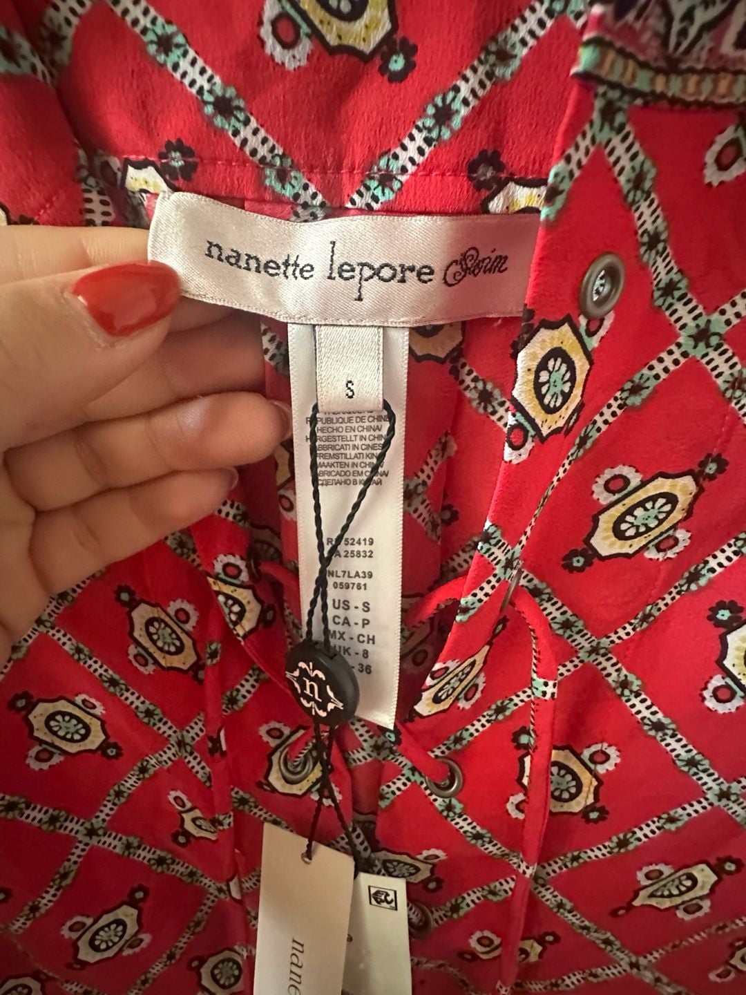 Nanette Lepore Red Batik Swim Cover Up 7
