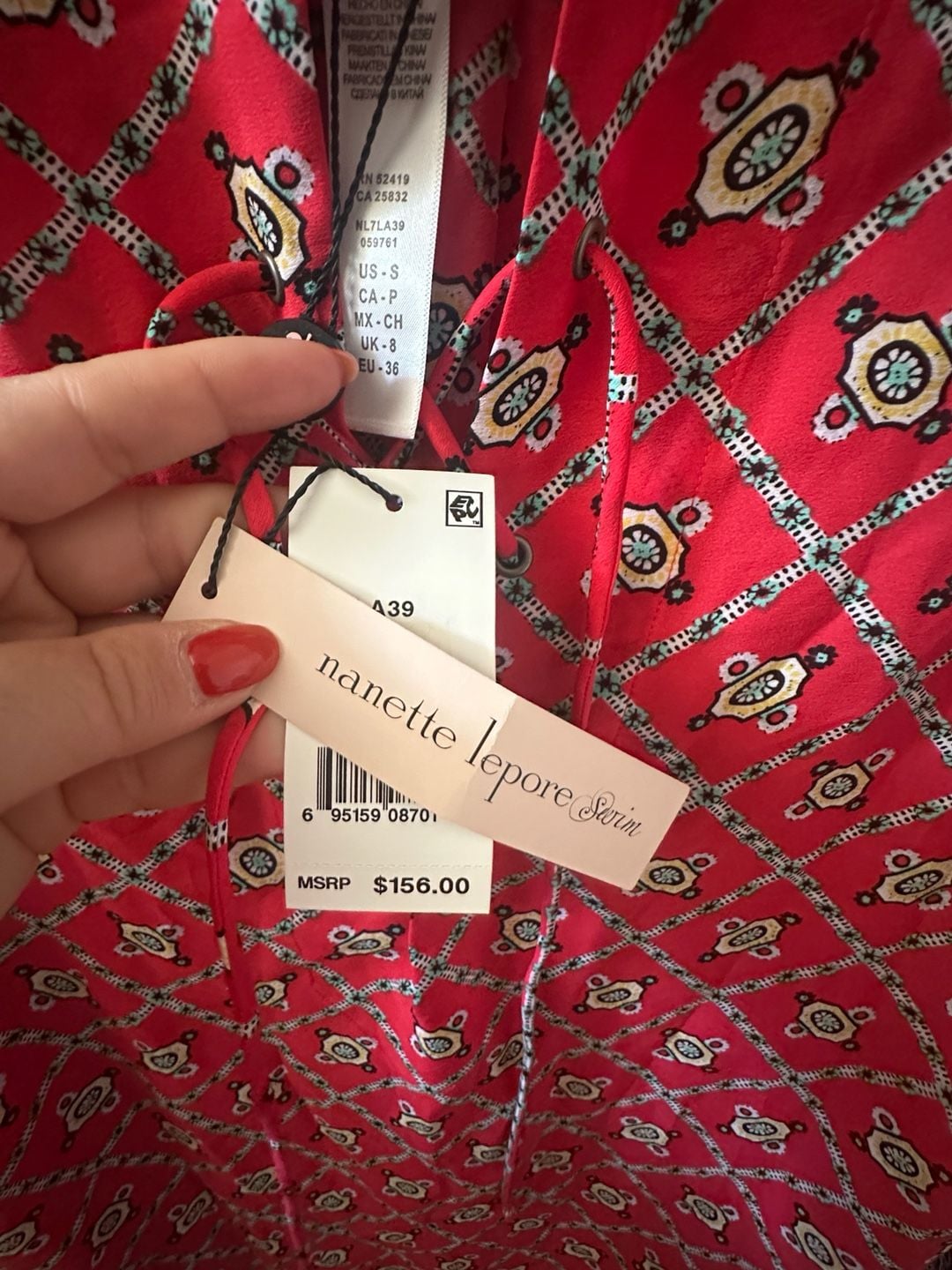 Nanette Lepore Red Batik Swim Cover Up 8