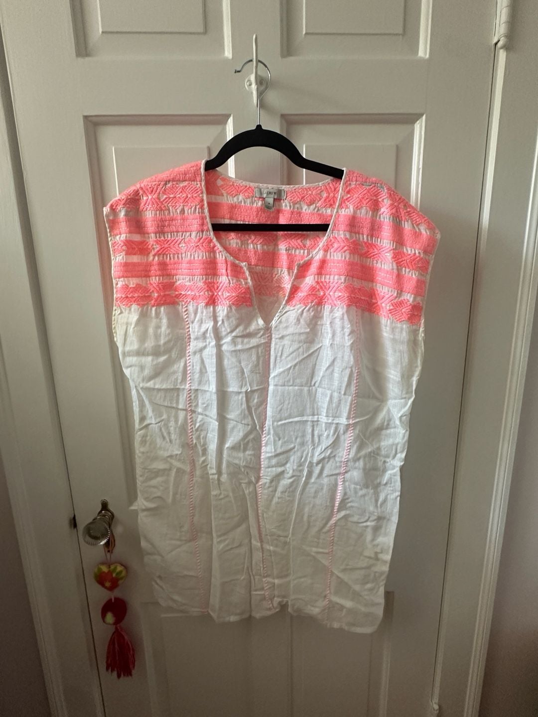 J. Crew Embroidered Pink Boho Tunic Swim Cover Up 2