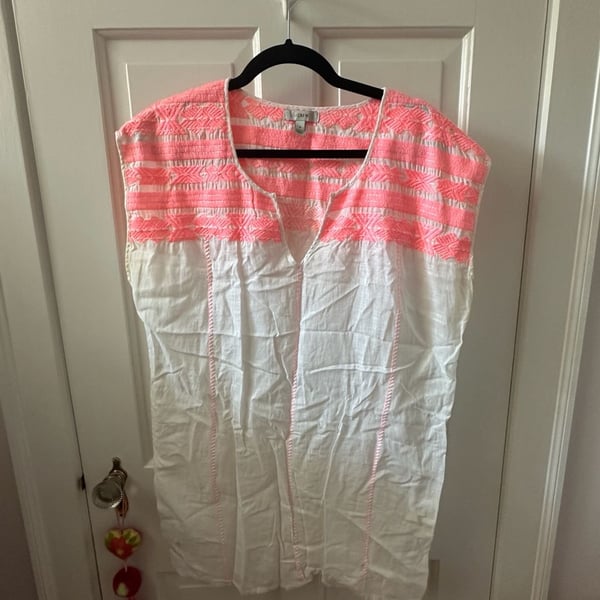 J. Crew Embroidered Pink Boho Tunic Swim Cover Up