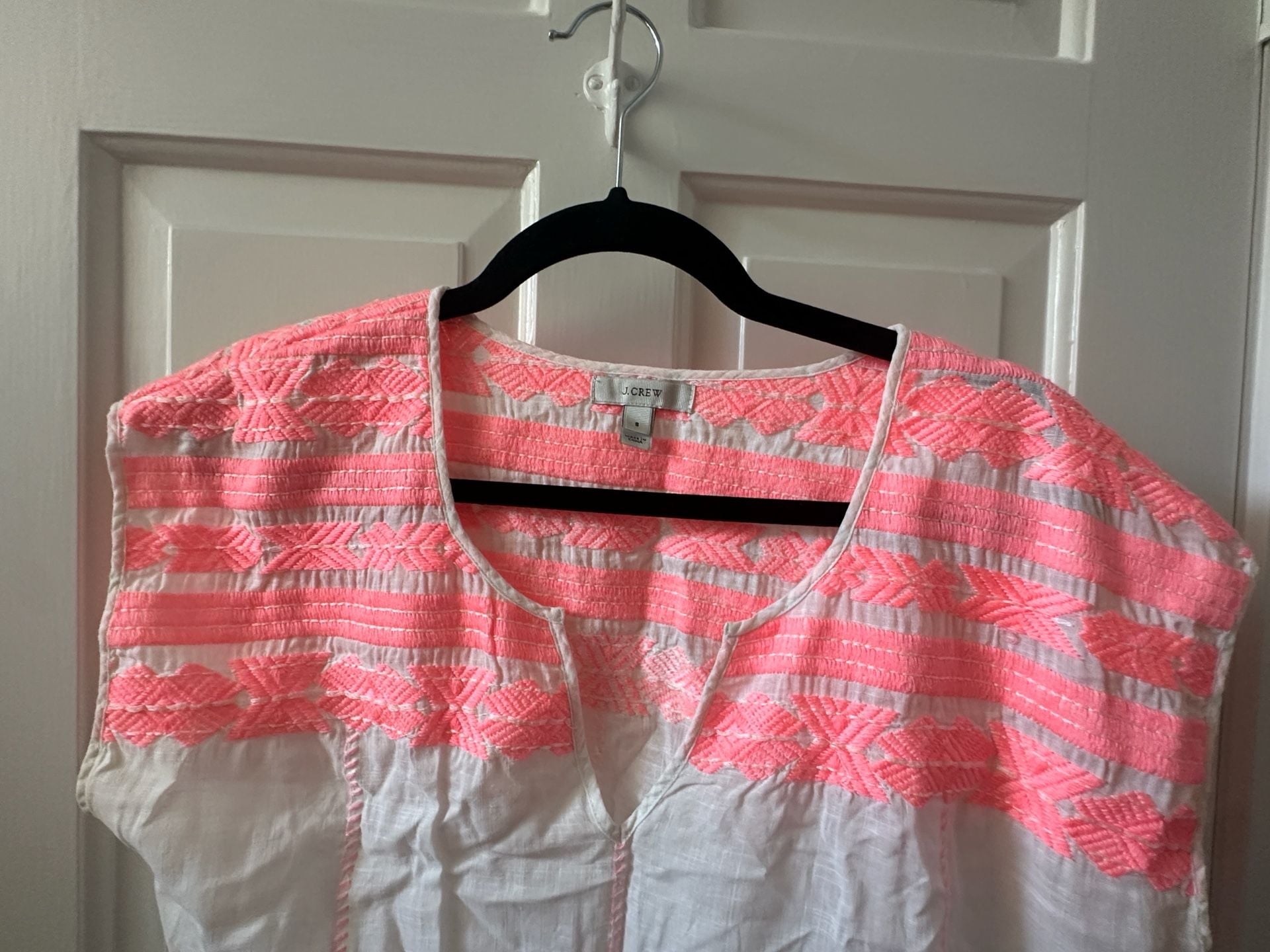 J. Crew Embroidered Pink Boho Tunic Swim Cover Up 4