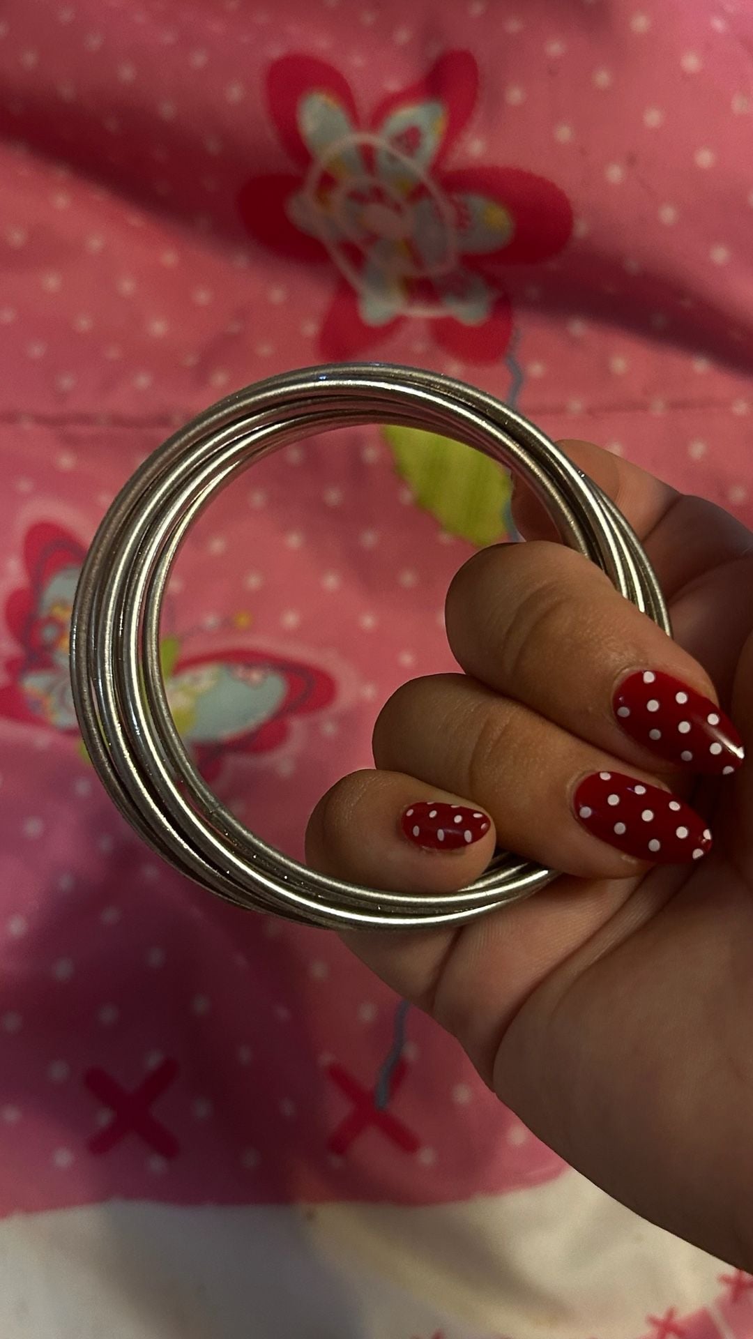 Silver Tone Glitter Set of 6 Interlocking Bangle Bracelets 3