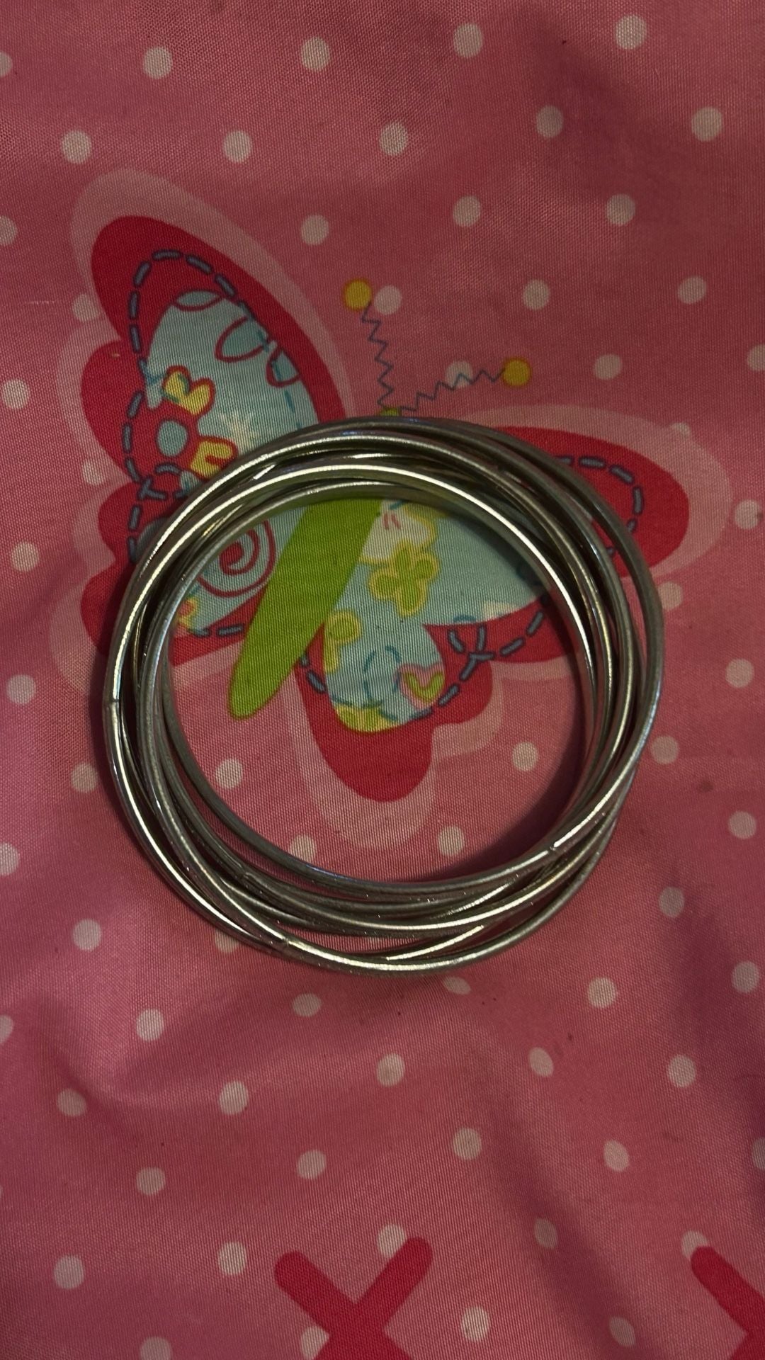 Silver Tone Glitter Set of 6 Interlocking Bangle Bracelets 7