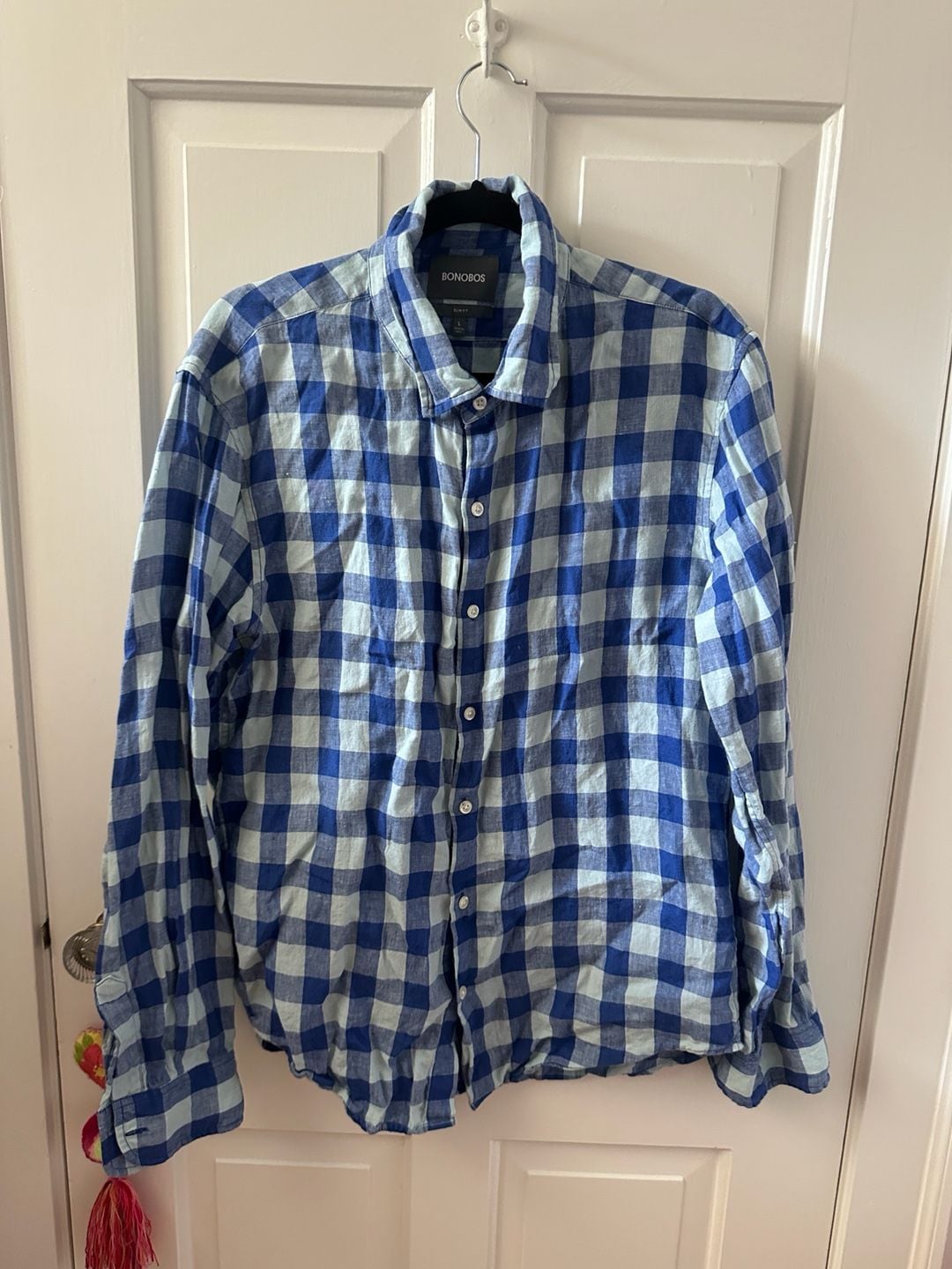 Bonobos Mens Medium Long Sleeve Navy and Light Blue Button Down Shirt 2