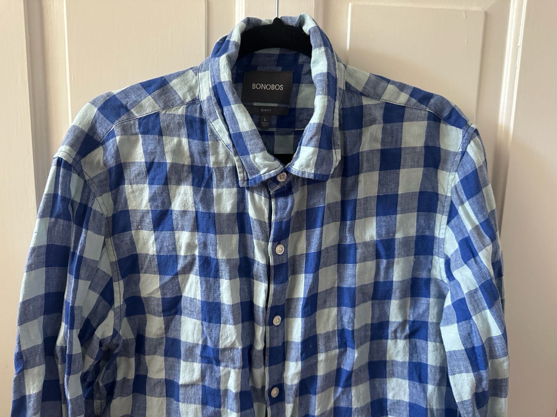 Bonobos Mens Medium Long Sleeve Navy and Light Blue Button Down Shirt 5