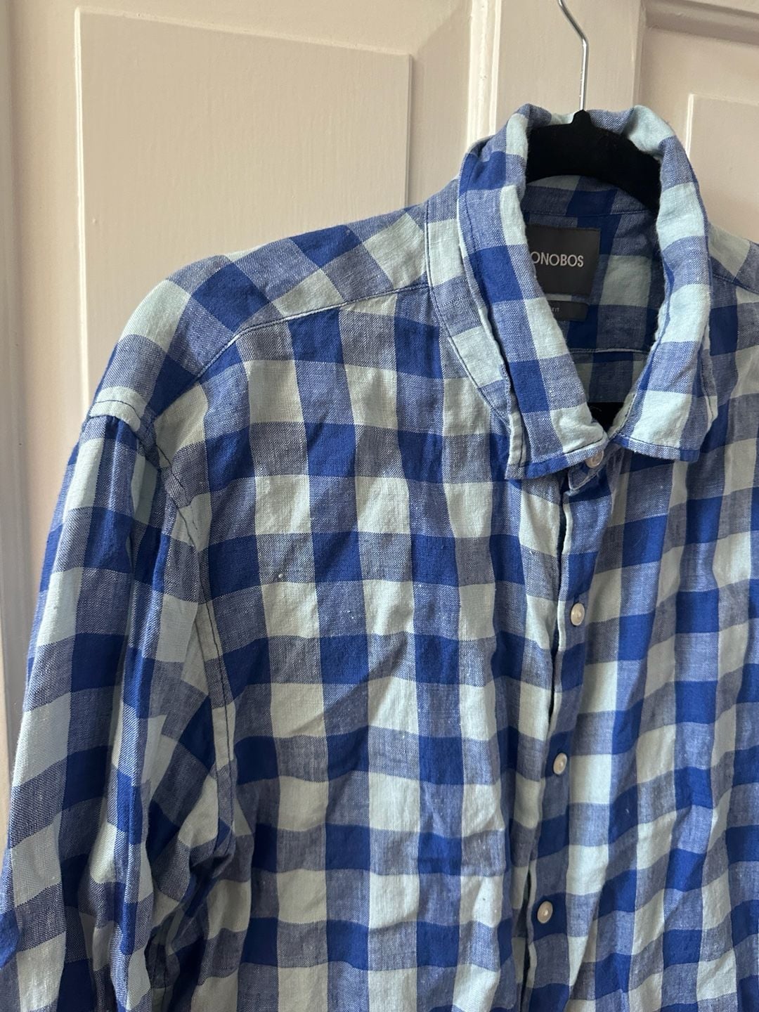 Bonobos Mens Medium Long Sleeve Navy and Light Blue Button Down Shirt 7