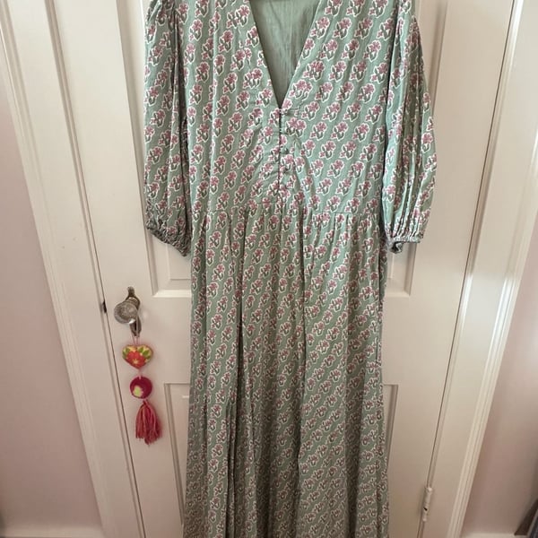 Marea Mint Green Block Print House Dress