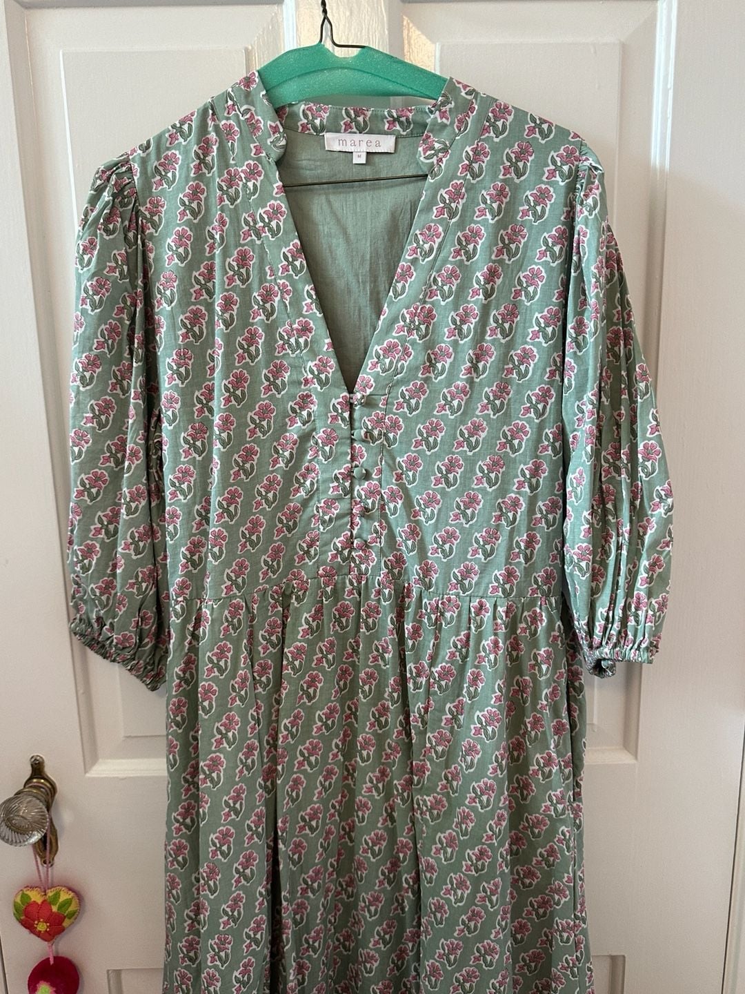 Marea Mint Green Block Print House Dress 3