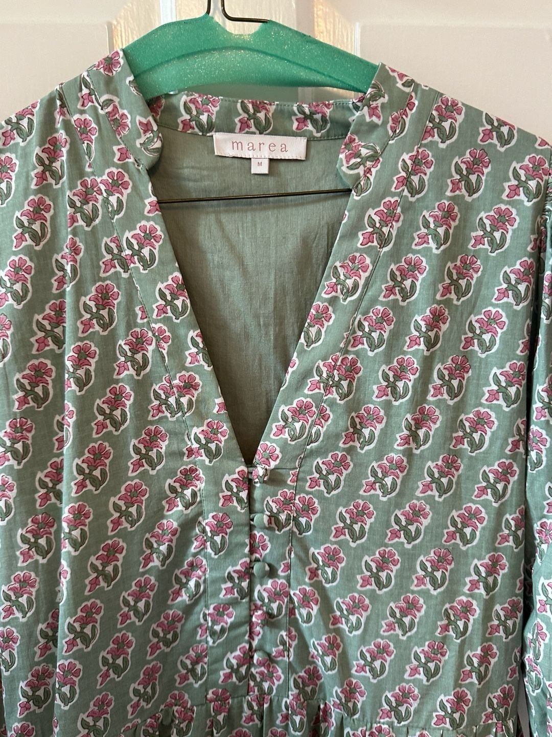 Marea Mint Green Block Print House Dress 5