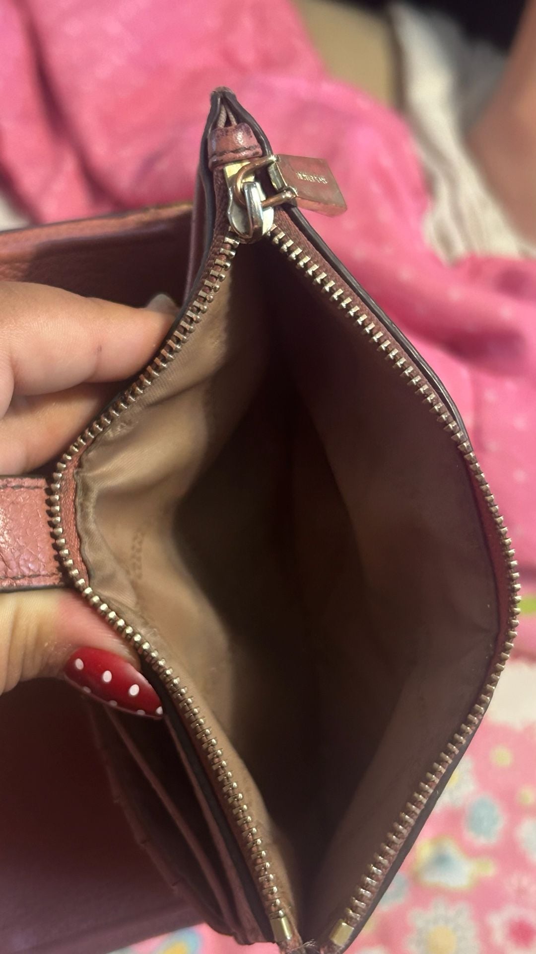 Michael Kors Jet Set Large Three Quarter Zip Leather Wallet Wristlet in Pink 7