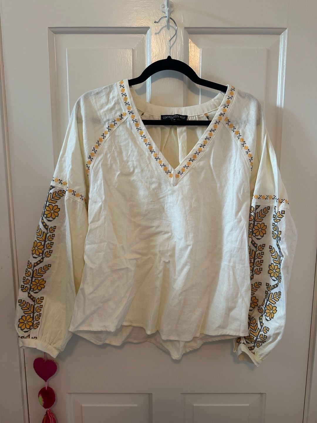 Anthropologie Yellow Embroidered Boho Blouse 2