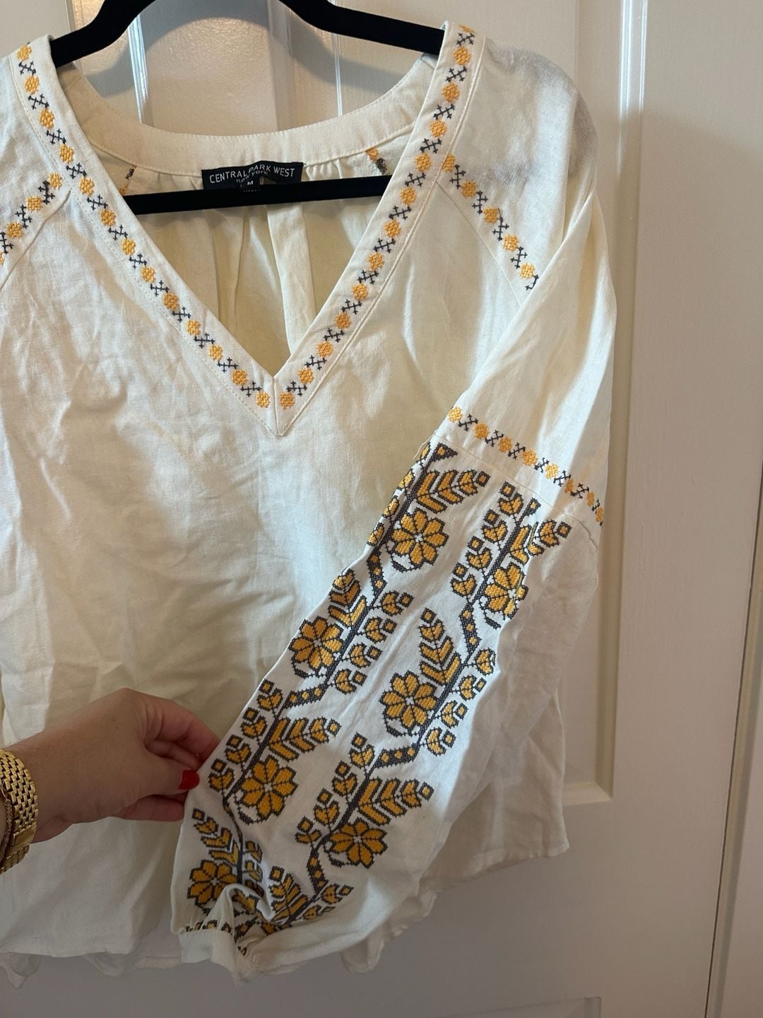 Anthropologie Yellow Embroidered Boho Blouse 4