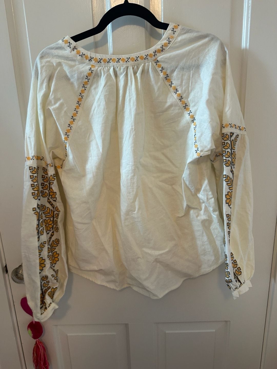 Anthropologie Yellow Embroidered Boho Blouse 5