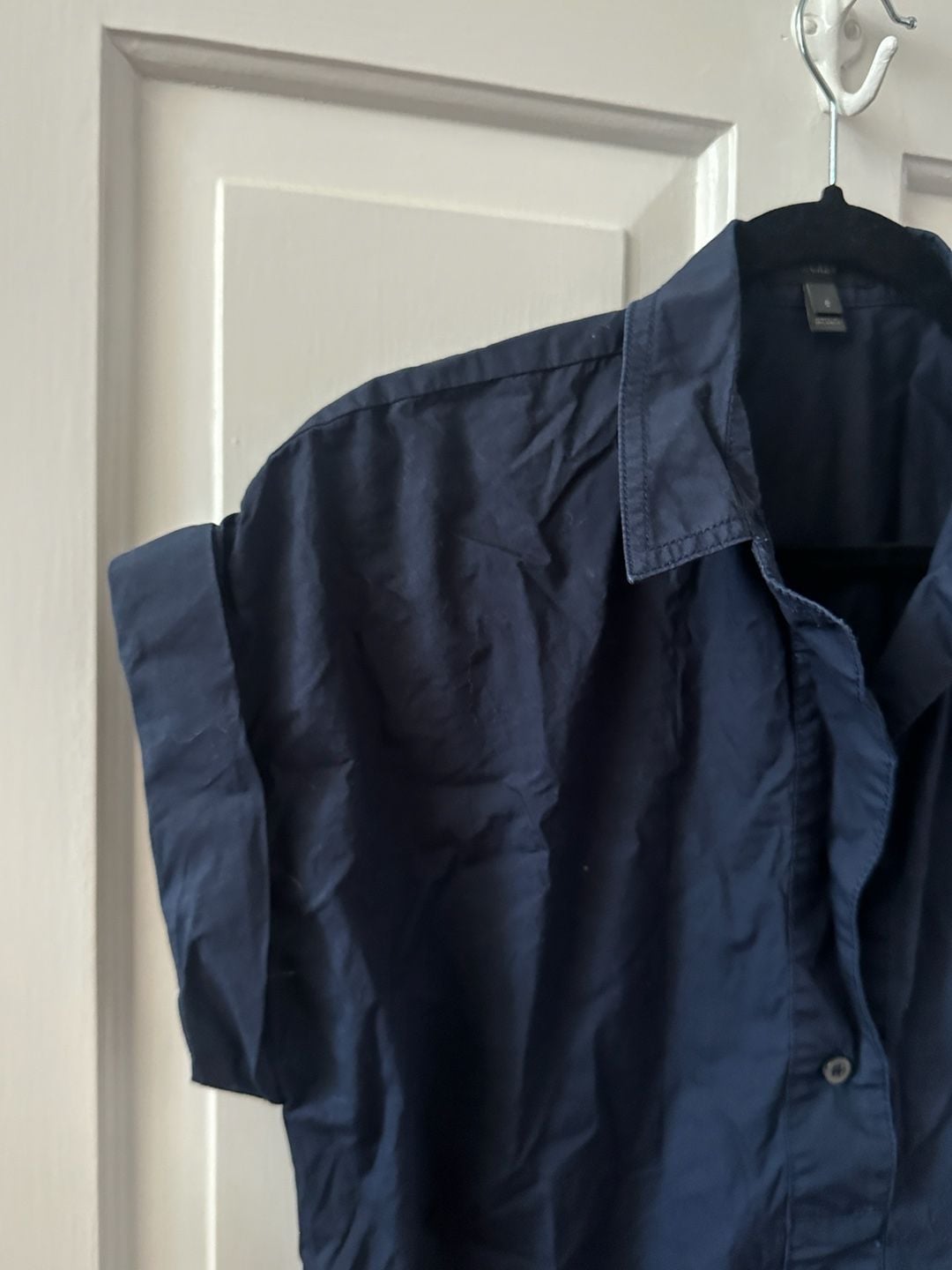 J.Crew Women's Navy Blue Cap-Sleeve Collared Tunic Blouse Top Shirt - Size 6 5