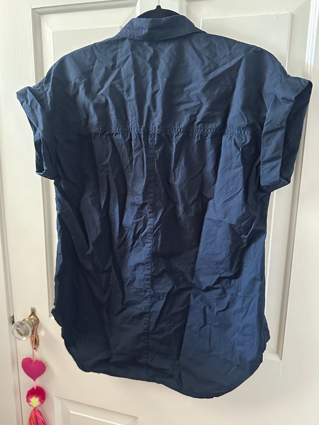 J.Crew Women's Navy Blue Cap-Sleeve Collared Tunic Blouse Top Shirt - Size 6 8