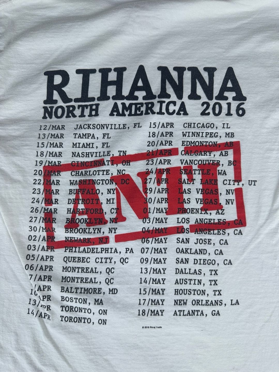 Rihanna Anti World Tour 2016 Long Sleeve White T-Shirt 8