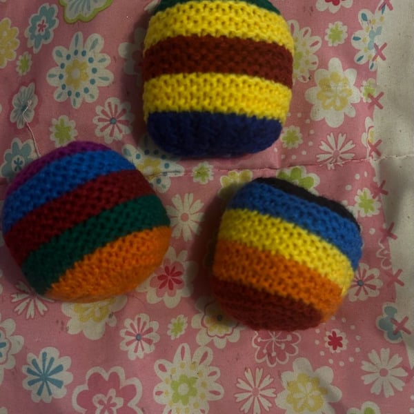 Handmade Crochet Hacky Sack Footbag Balls Colorful Juggling Kick Balls Set