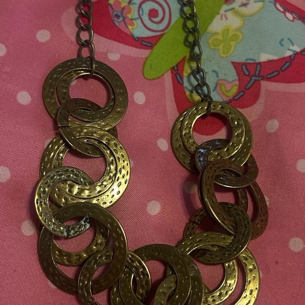 Paparazzi Treasure Tease Brass Short Necklace and Matching Earrings