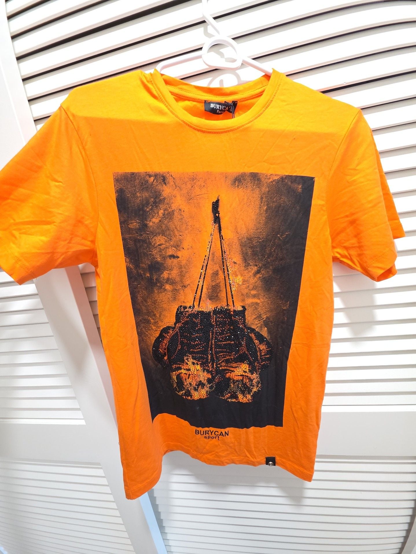 Burycan Sport Orange Graphic Print Boxing Gloves T-Shirt with Tags 5