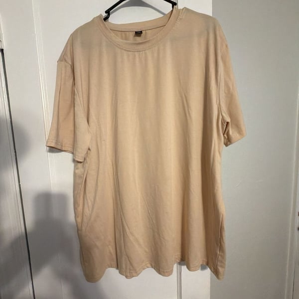 Mens Beige Oversized Short Sleeve T-Shirt