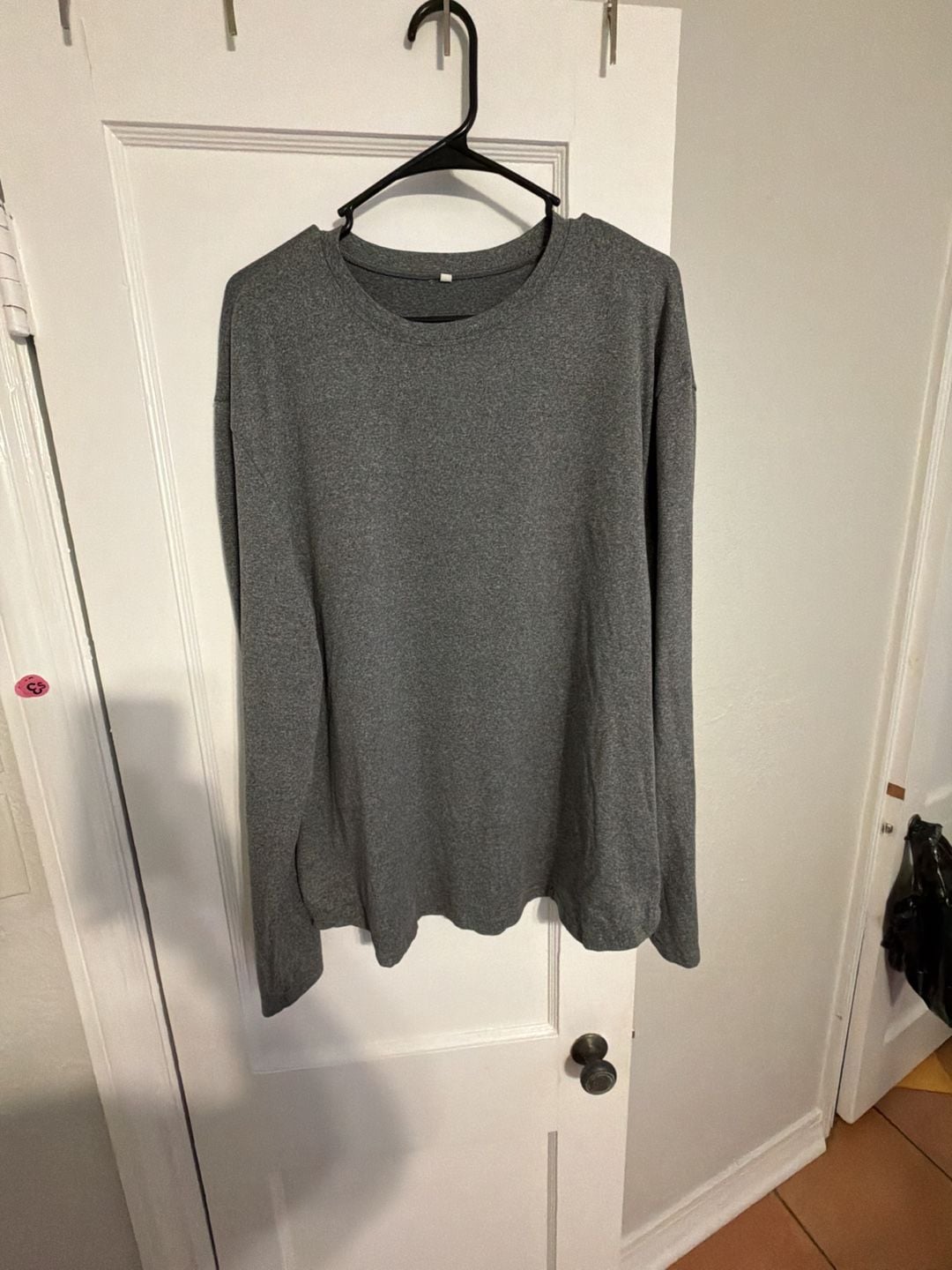 Mens Gray Long Sleeve Crew Neck Shirt XXL 2