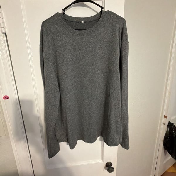 Mens Gray Long Sleeve Crew Neck Shirt XXL