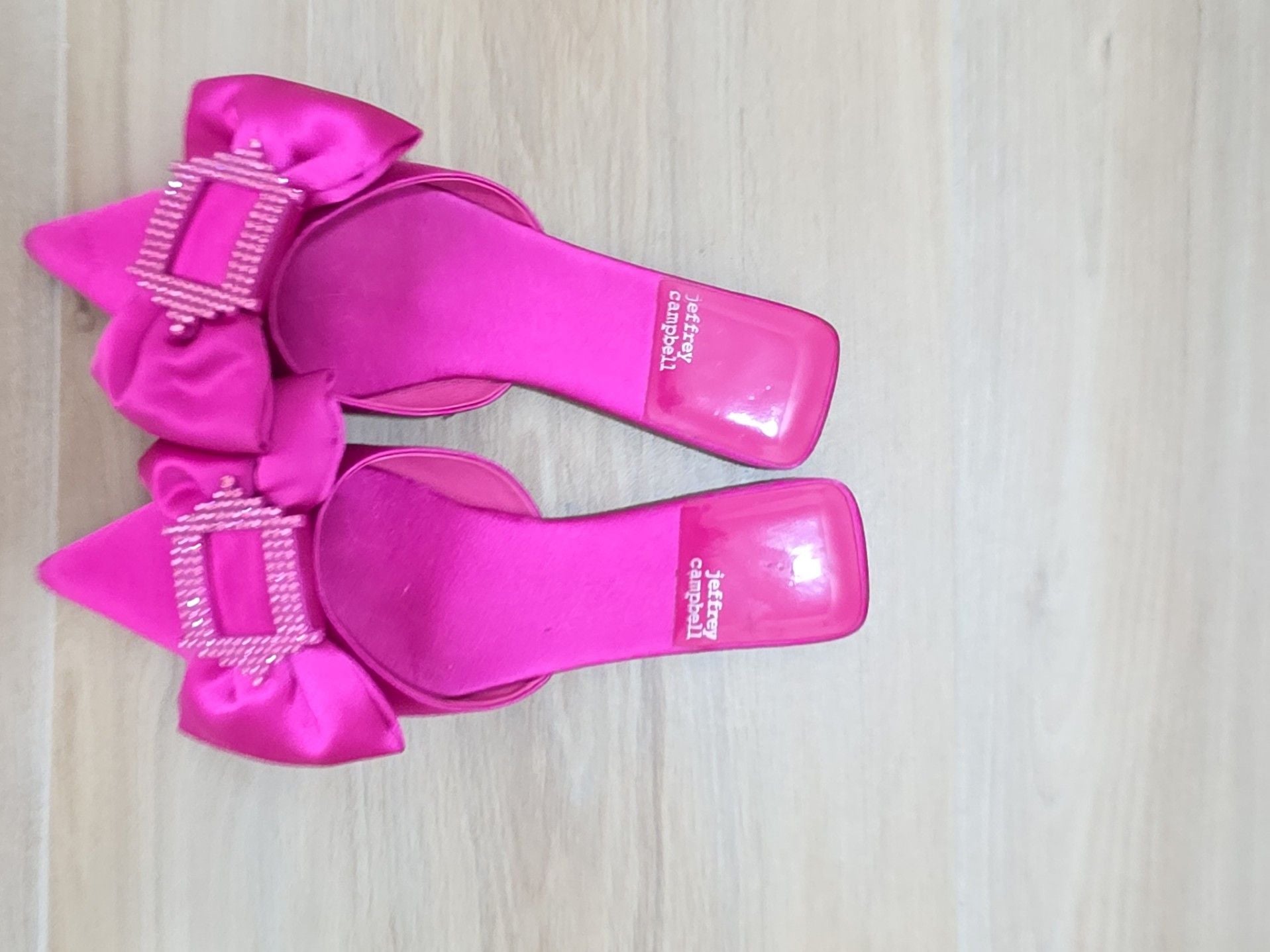 Jeffrey Campbell Sit Pretty Pink Satin Bow Flats Mules 3