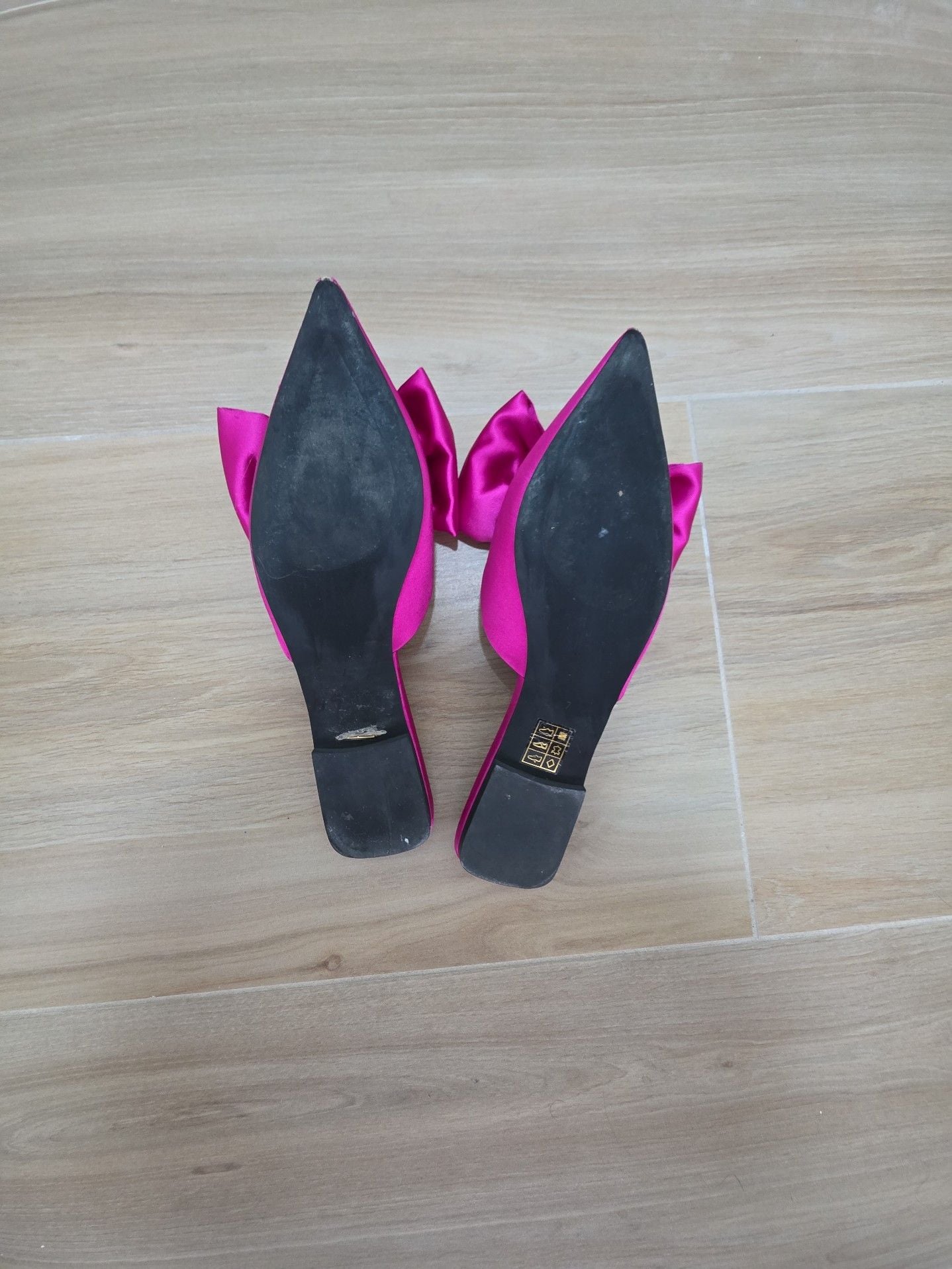 Jeffrey Campbell Sit Pretty Pink Satin Bow Flats Mules 5