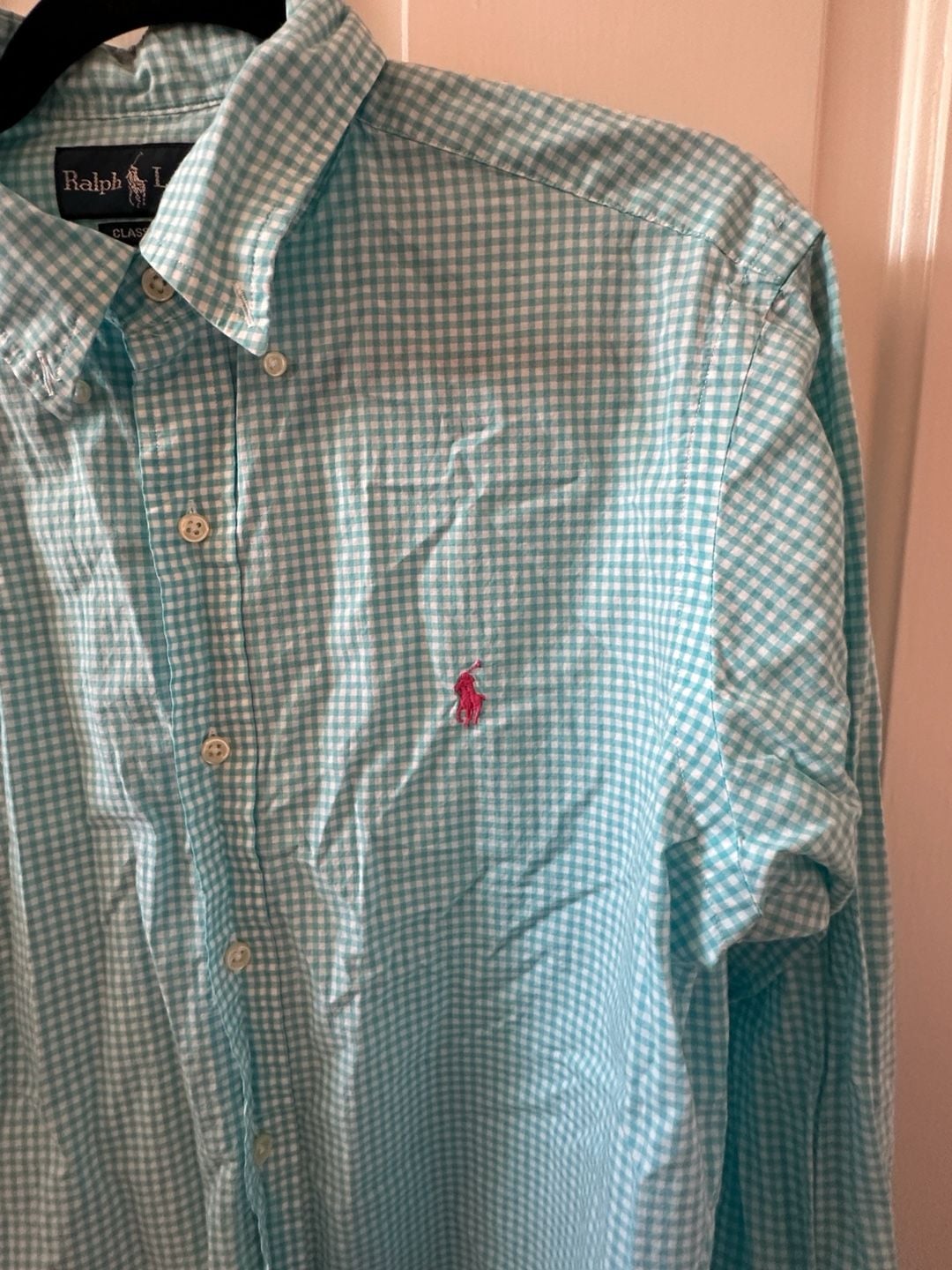 Ralph Lauren Men’s Teal Blue Gingham Button Down 3