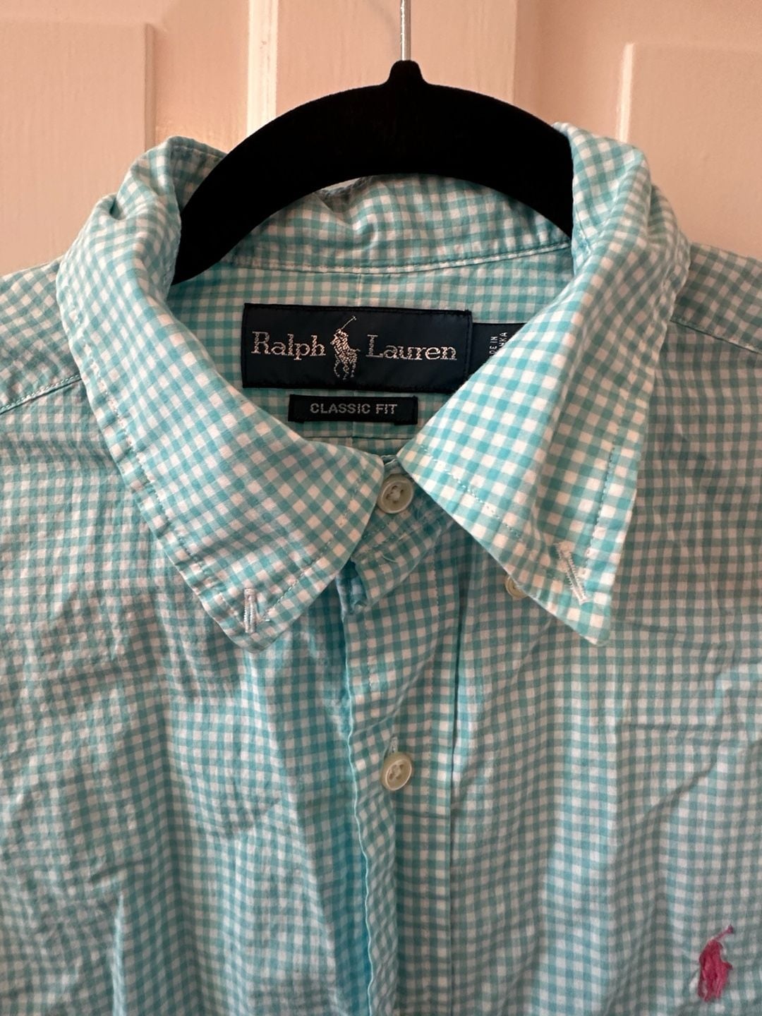 Ralph Lauren Men’s Teal Blue Gingham Button Down 4