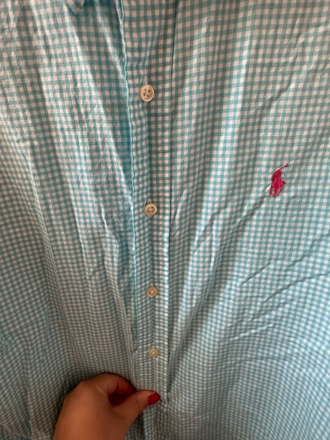 Ralph Lauren Men’s Teal Blue Gingham Button Down 5