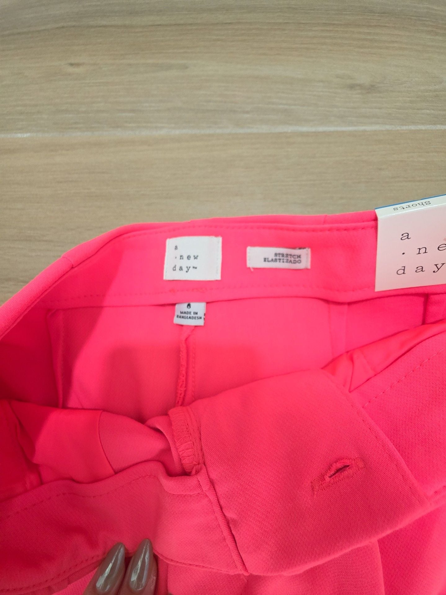 A New Day Women Neon Pink Midi Shorts Size 6 4