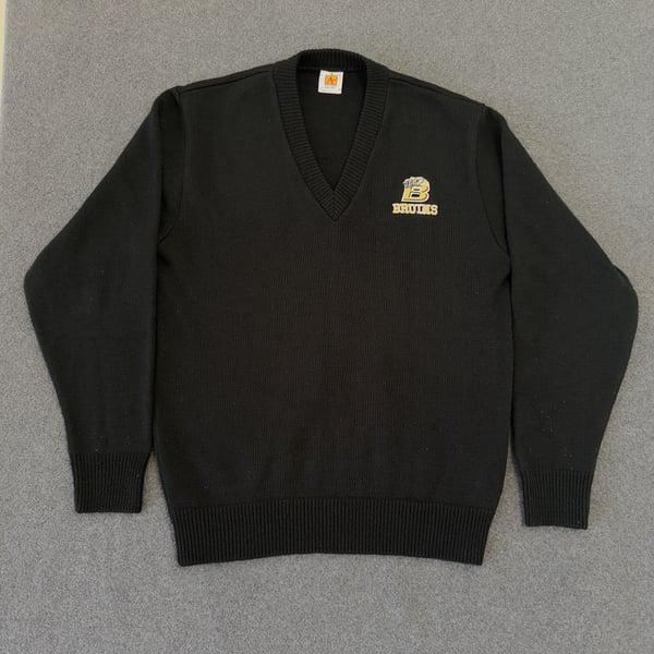 A+ by SAI Bruins Black V-Neck Long Sleeve Knit Sweater