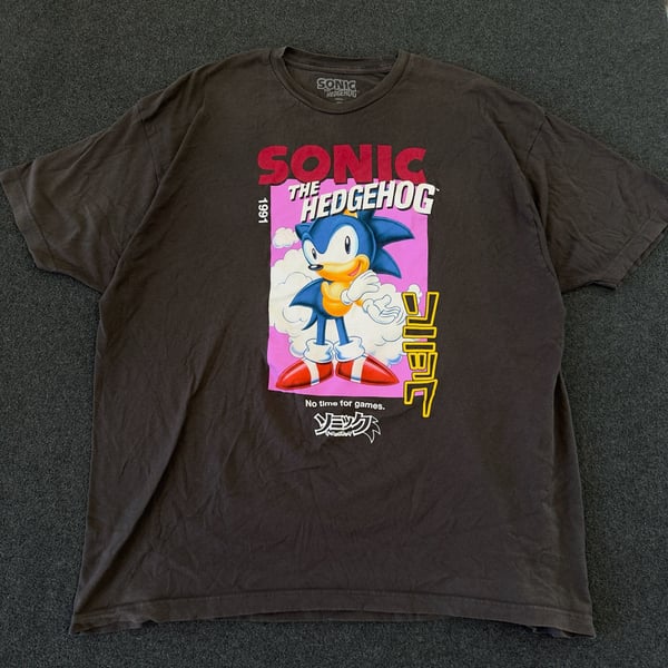 Modern Sonic No Time For Games Graphic T-Shirt Charcoal XXL