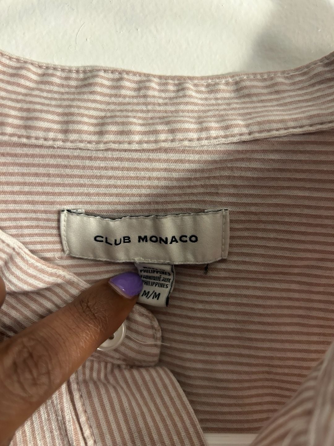 Club Monaco Striped Short Sleeve Grandad Collar Popover Shirt 4