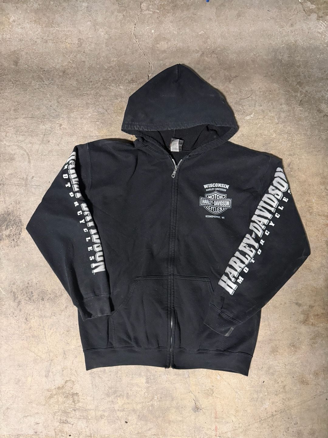 Harley-Davidson Wisconsin Oconomowoc Black Full-Zip Hooded Sweatshirt 2
