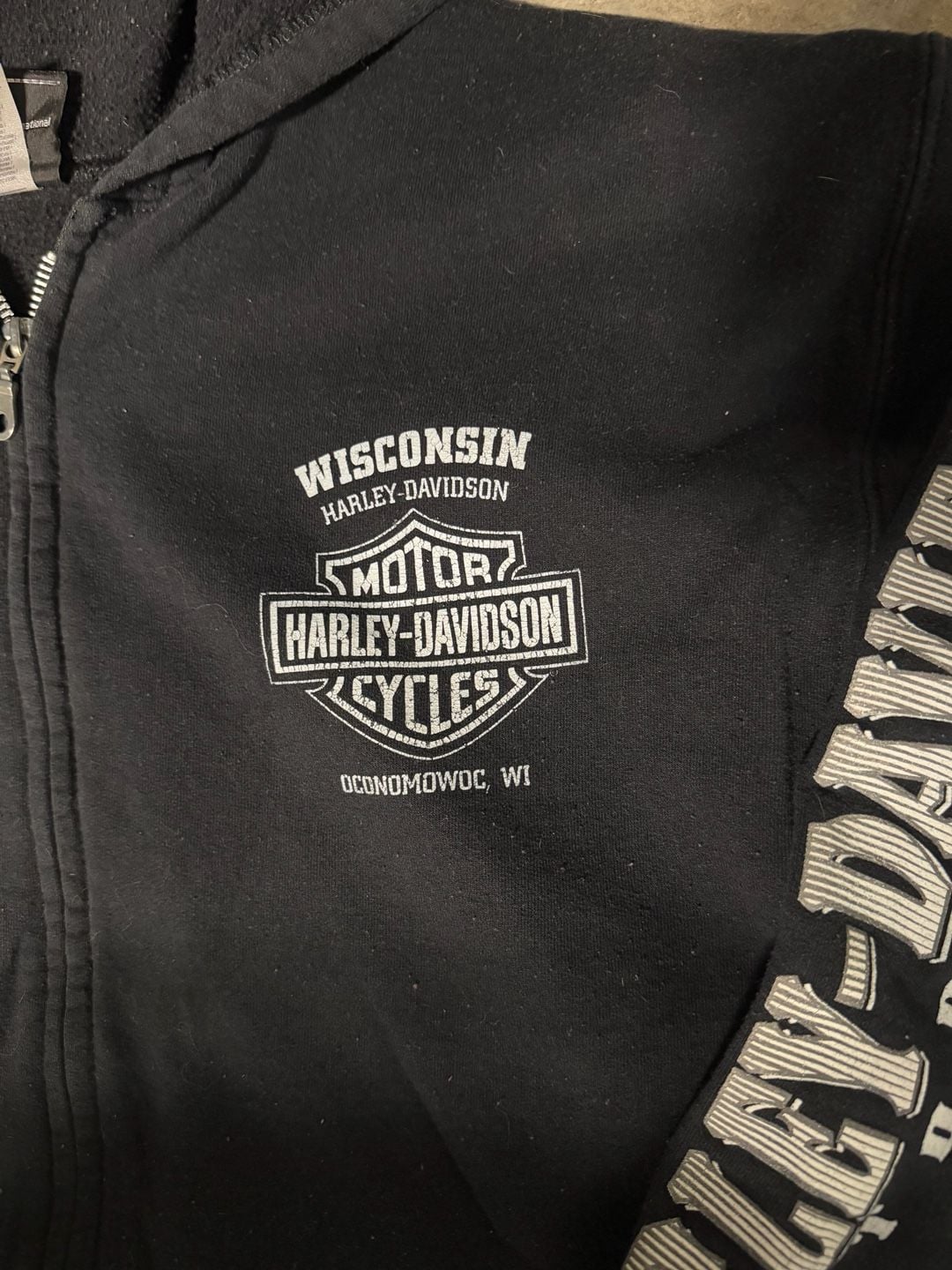 Harley-Davidson Wisconsin Oconomowoc Black Full-Zip Hooded Sweatshirt 3