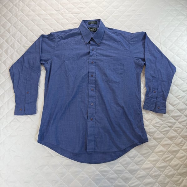 Croft & Barrow Blue Button-Down Long Sleeve Shirt Size 16 32/33