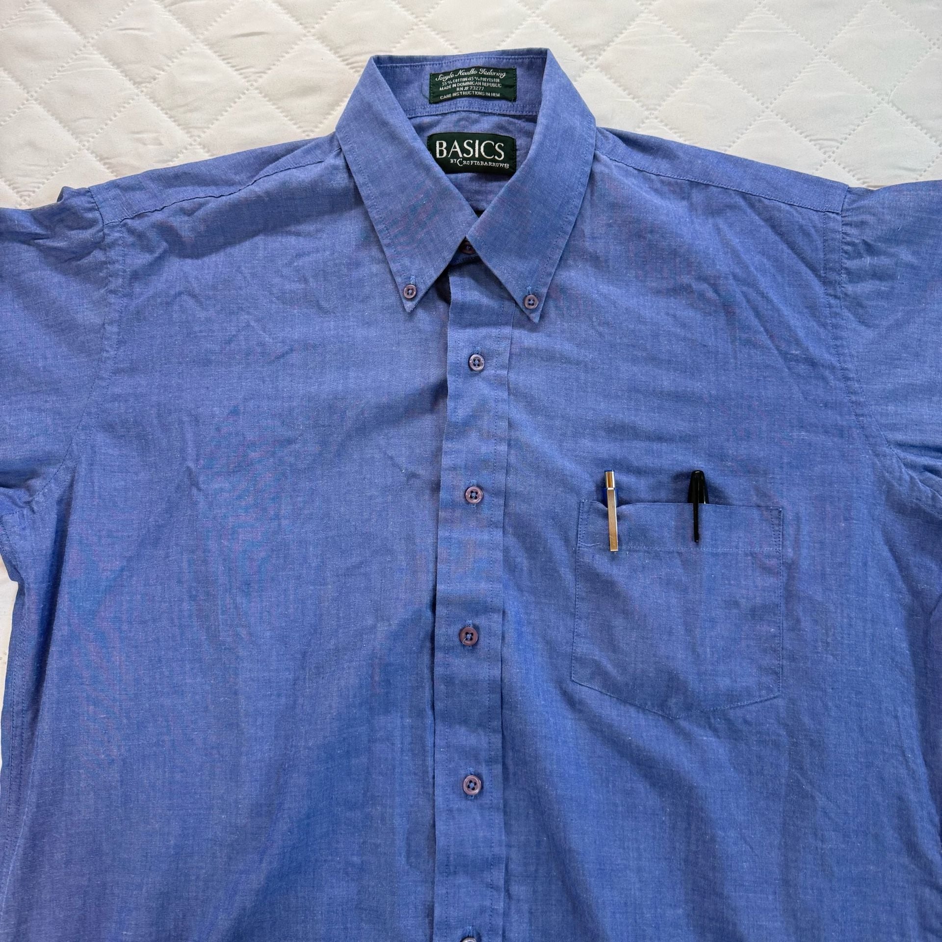 Croft & Barrow Blue Button-Down Long Sleeve Shirt Size 16 32/33 3