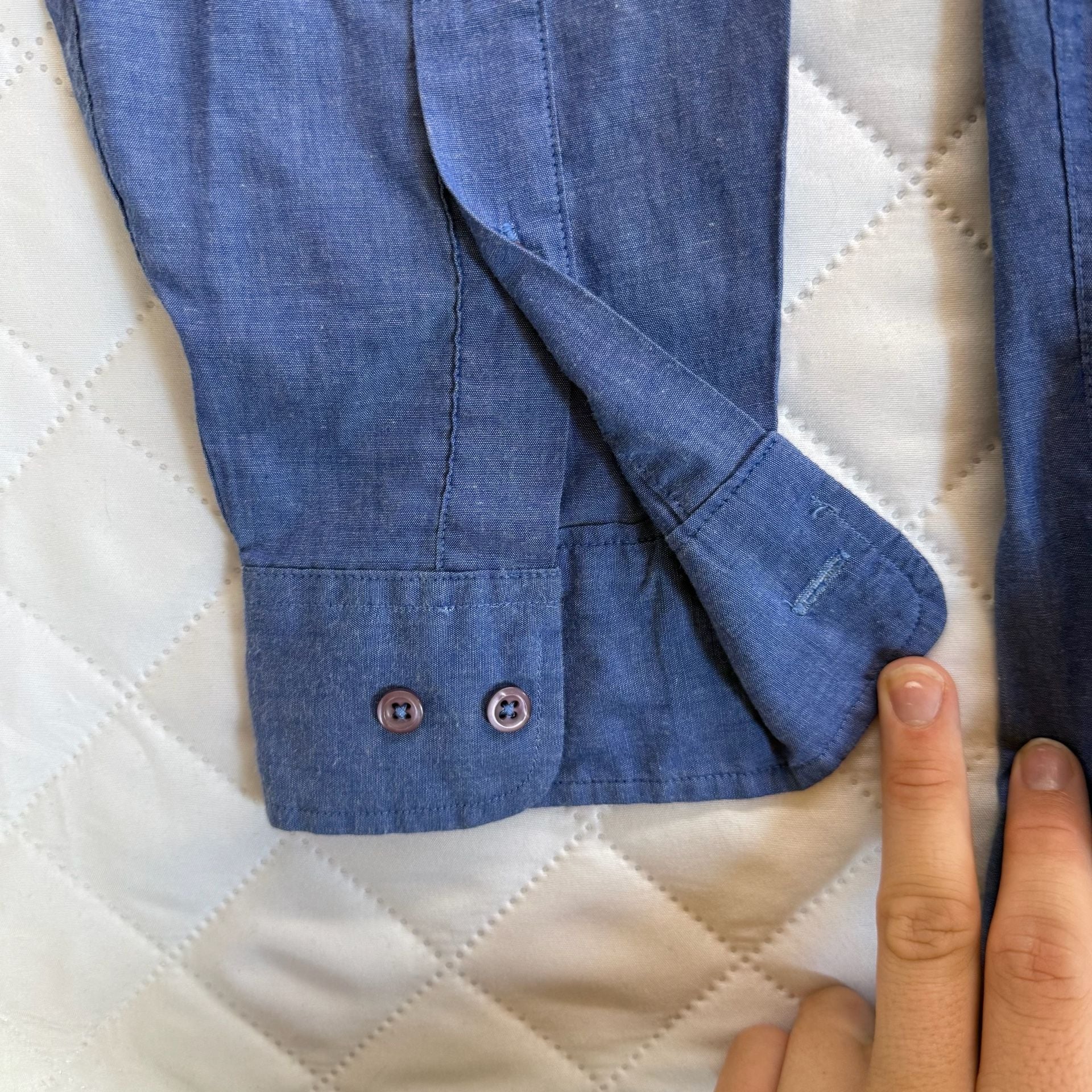 Croft & Barrow Blue Button-Down Long Sleeve Shirt Size 16 32/33 12