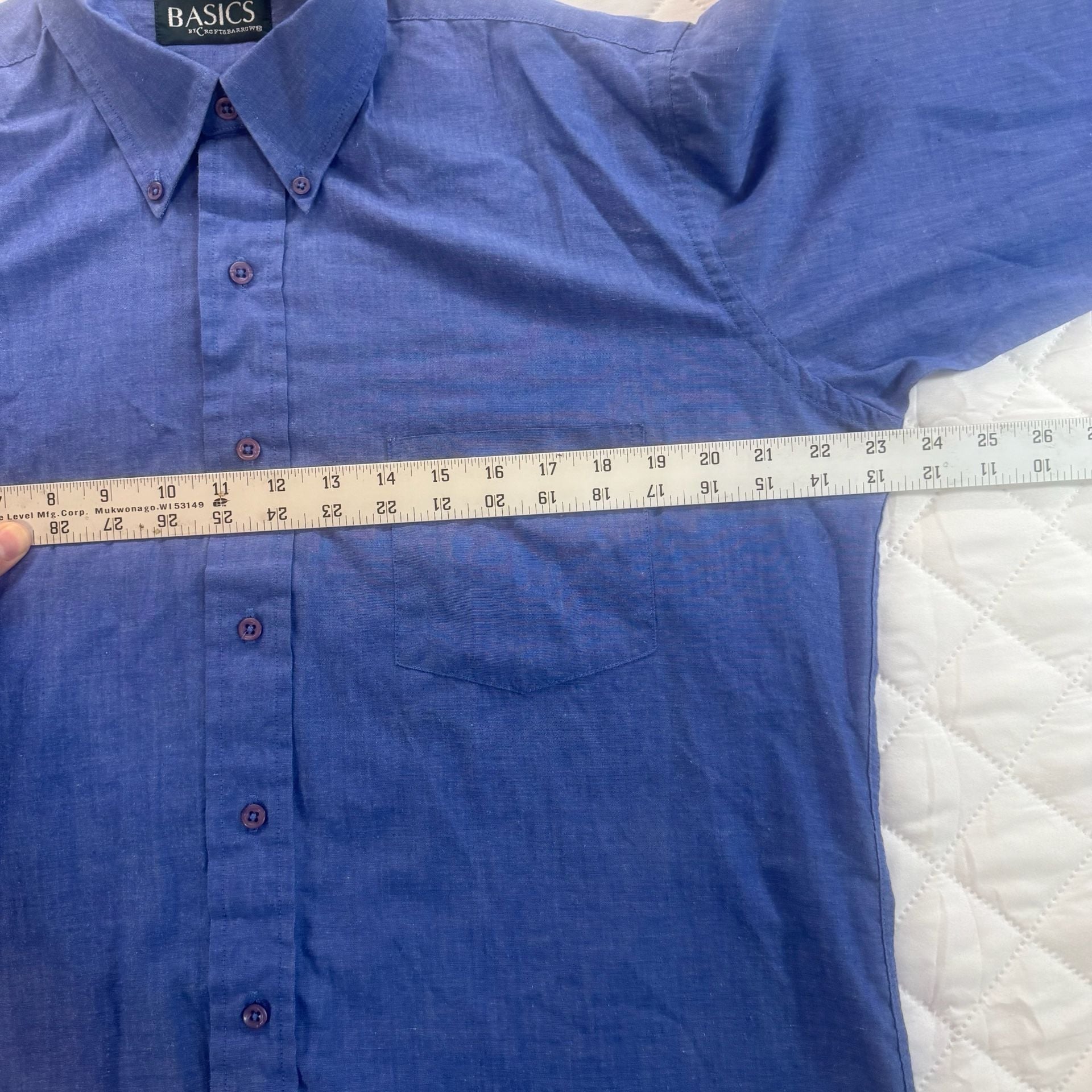 Croft & Barrow Blue Button-Down Long Sleeve Shirt Size 16 32/33 5