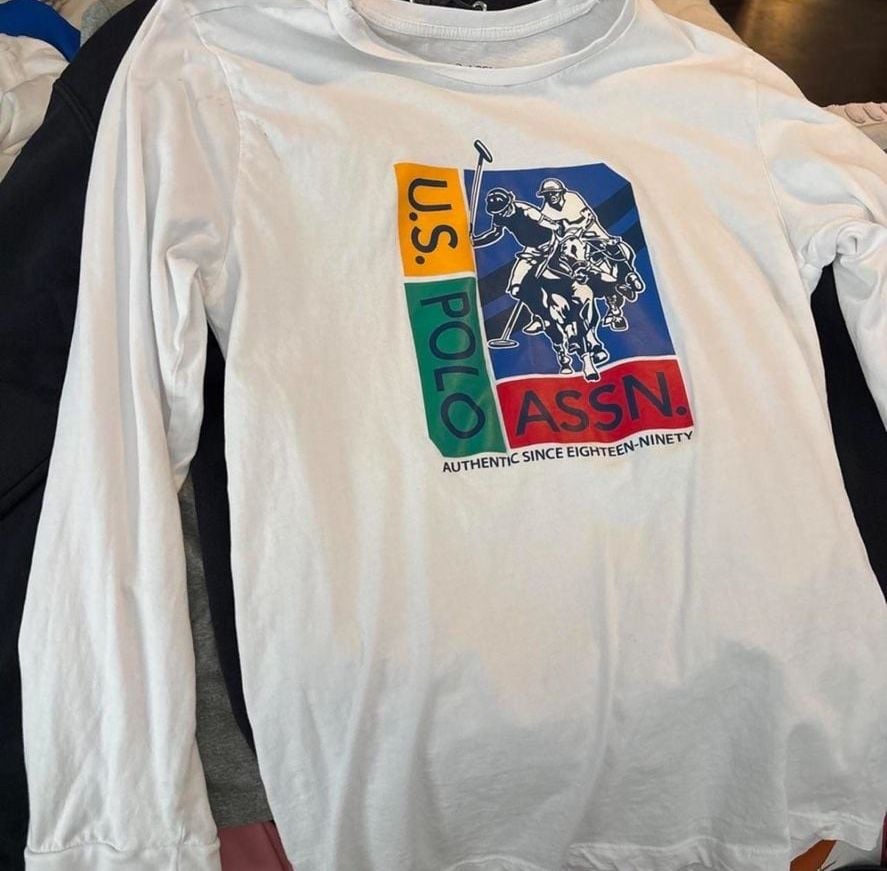 U.S. Polo Assn. Long Sleeve Graphic T-Shirt White Youth XL 14-16 2