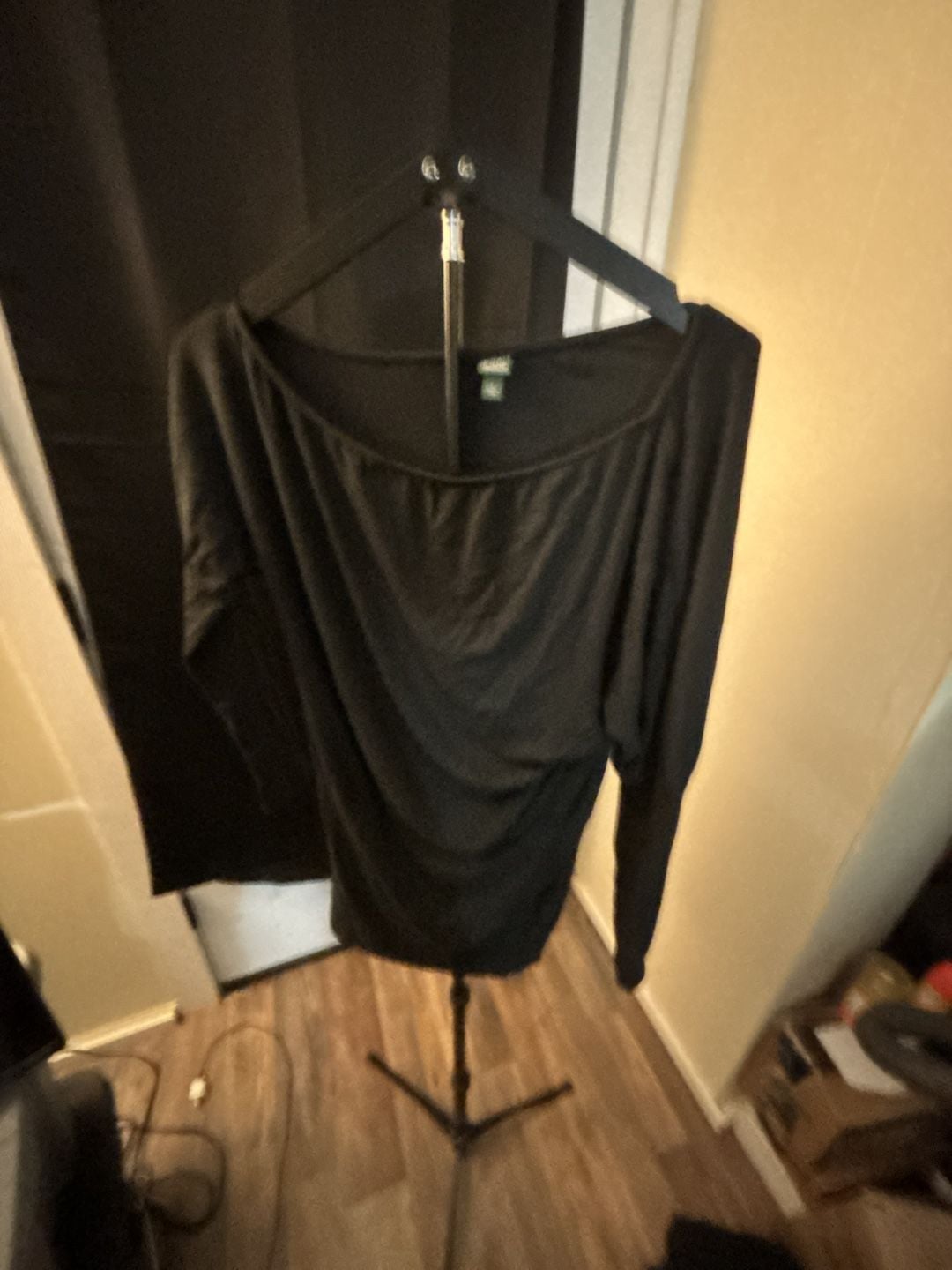 Wild Fable Black Off Shoulder Long Sleeve Cinch Waist Top 2