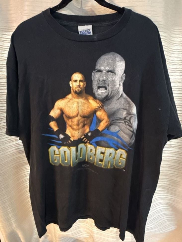 Vintage 1998 WCW Bill Goldberg Black Graphic T-Shirt 2
