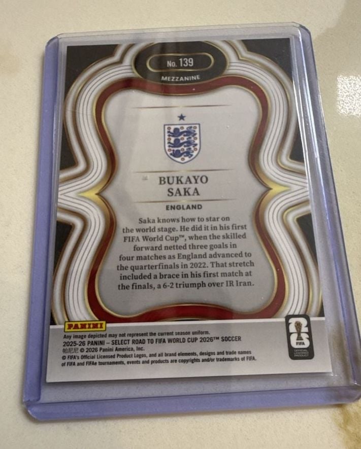 2025-26 Panini Select Road to FIFA World Cup 2026 Bukayo Saka Mezzanine #139 England 2